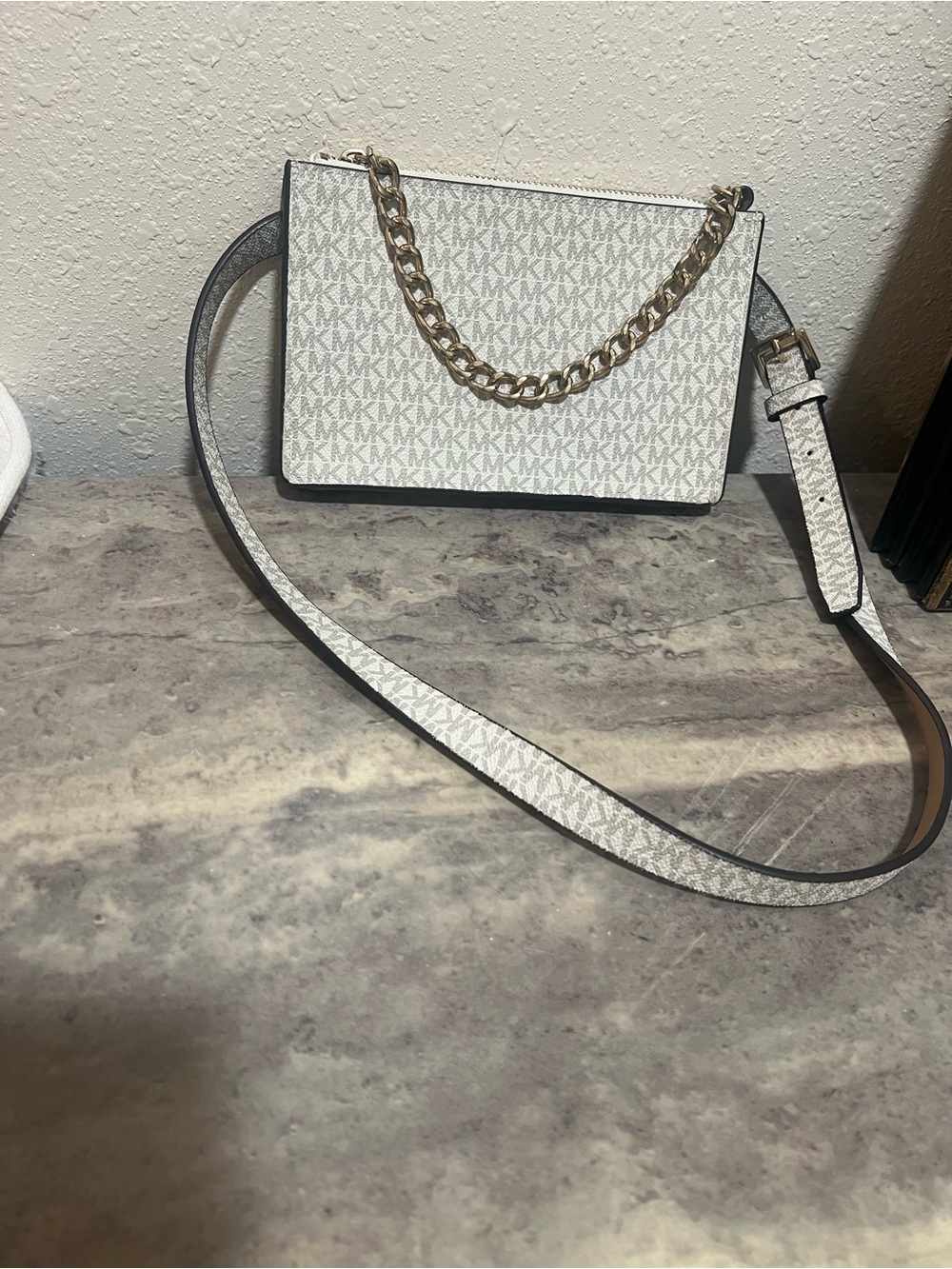 Michael Kors White Signature Chain Crossbody